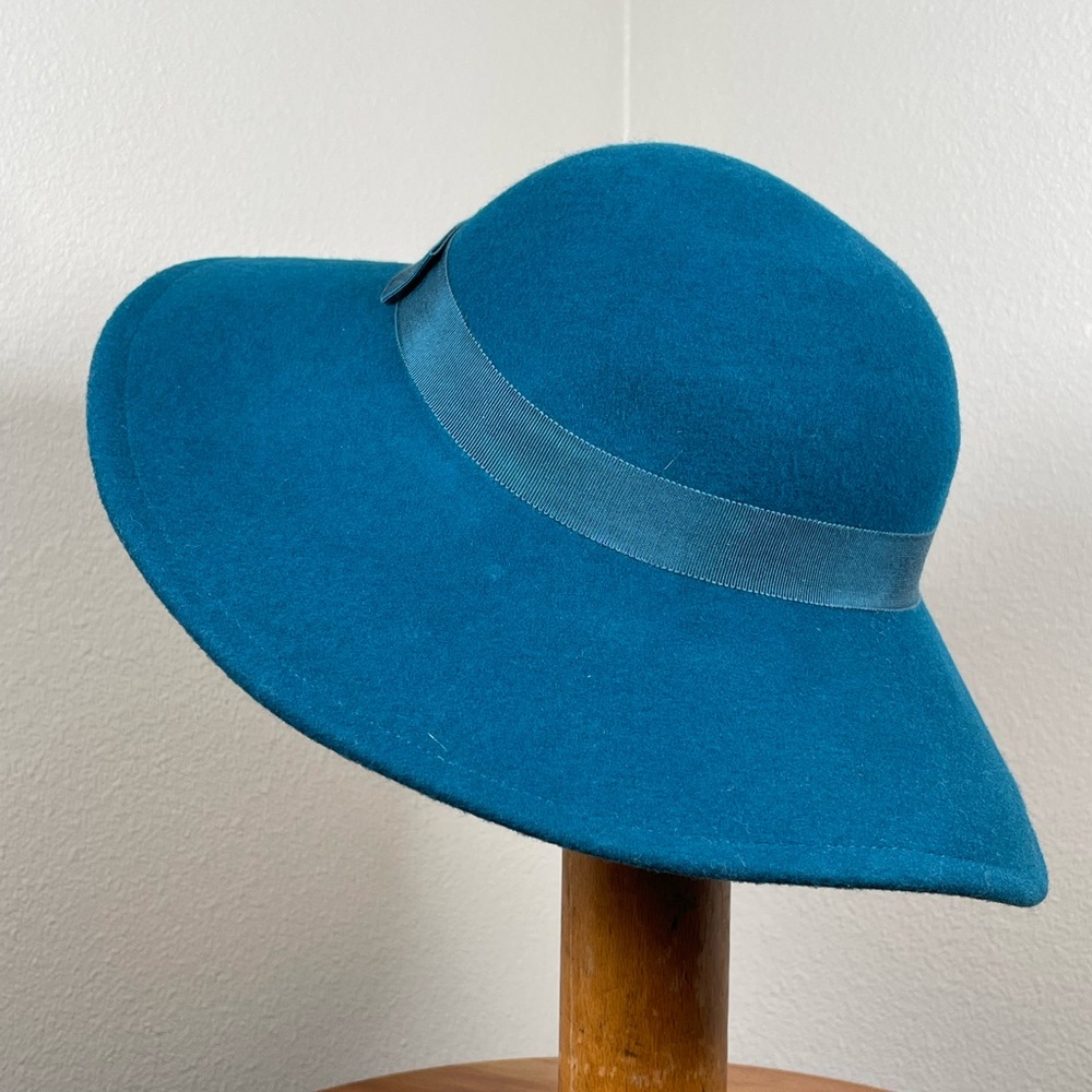 Vtg Sonni San Francisco Lancaster Felted Wool Kentucky Derby Cap Hat Teal Blue - Picture 3 of 10
